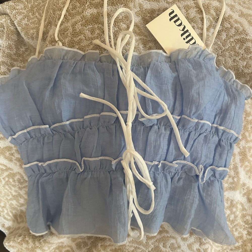Stylish Blue Crop Top with Modern Flair